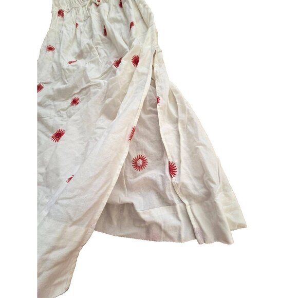 Free People Emory Embroidered Midi Dress White/Red S/P A001147 - Picture 6 of 11